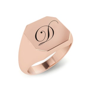 Monogram Signet Ring, Customized 925 Silver Signet Ring Retirement,Graduation Gifted Ring Unisex Rose Gold Ring Classic Signet Ceremony Ring