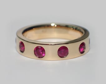 Bague Vintage Or 9 Carats – Style Victorien à Cinq Pierres (diamants Et Rubis), Taille 55, Occasion