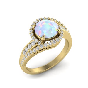 Ethiopian Opal Engagement Ring 14K Gold Opal Wedding Proposal Ring Women Dainty Opal Gifted Ring October Stone Anniversary Gifted for Her.