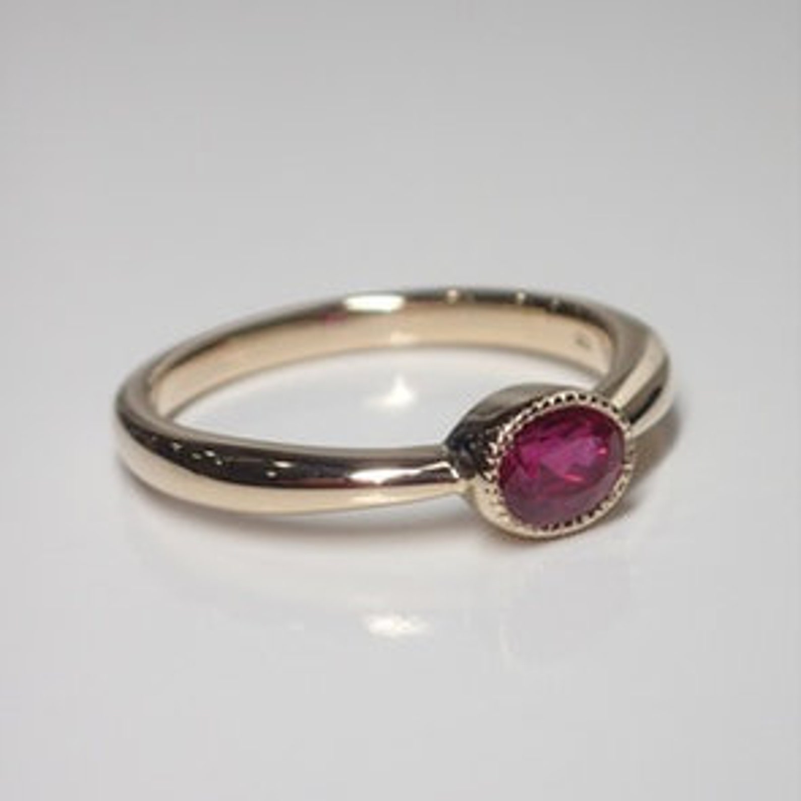 Lab Ruby Valentine Ring Bezel Mounting Ruby Oval Ring 9K Gold July ...