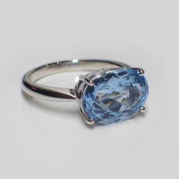 5.51 Carat Genuine Baby Swiss Blue Topaz and Blue Diamond .925 Sterling Silver Ring main image 1