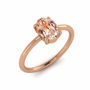 8x6 Oval Morganite Classic Ring Oval Mouranite Engagement Ring 14K Rose Gold Morganite Valentine Proposal Ring Pink Gemstone Solitaire Ring.