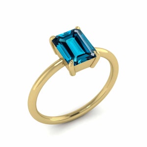 Emerald Cut London Blue Topaz Promise Ring Daily Worn London Topaz Engagement Ring 925 Silver Topaz Classic Engagement Blue Topaz Ceremony.