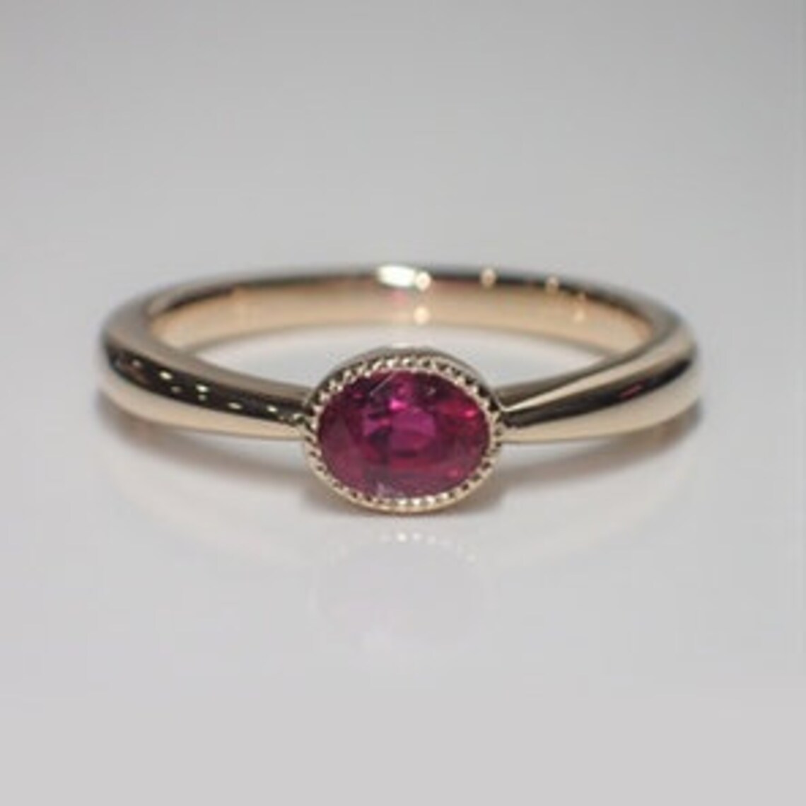 Lab Ruby Valentine Ring Bezel Mounting Ruby Oval Ring 9K Gold July ...