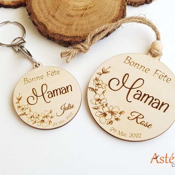 Porte clefs ou suspension personnalisé Bonne fête maman - Fête des mères - mamie - papa - papi - signature prénom - porte clés