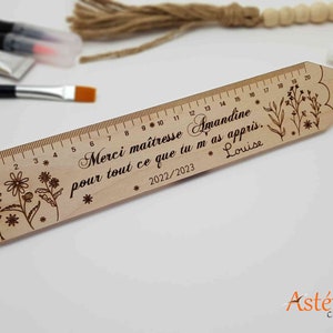 Personalized wooden pencil ruler thank you end of school year, teacher, nanny, atsem