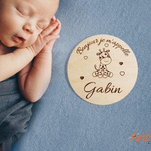 Ad birth wooden baby giraffe childbirth personalized name maternity surprise card welcome hello for baby