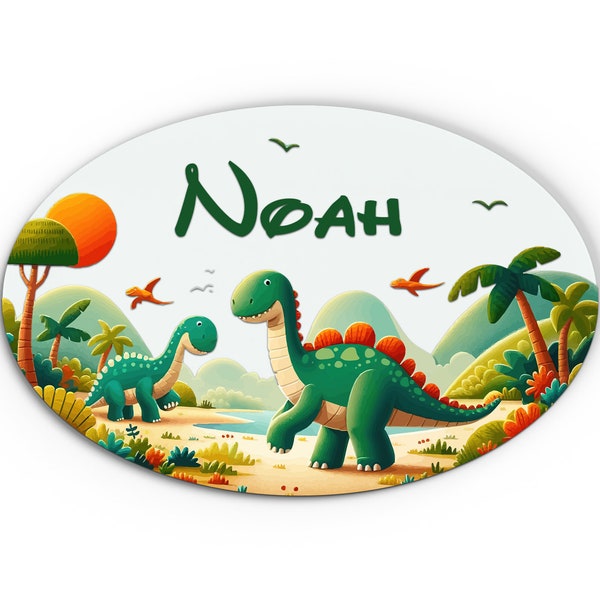 Plaque de porte dinosaure personnalisée, décoration unique et colorée pour chambre d'enfant