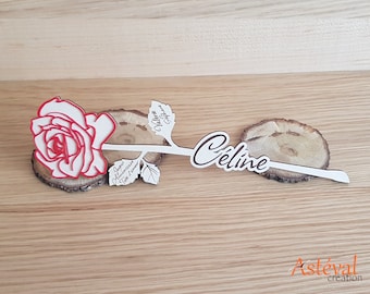 Rose Éternelle en Bois et Acrylique Rouge, Cadeau Personnalisé pour Mariage, Saint-Valentin, Fête des Mères