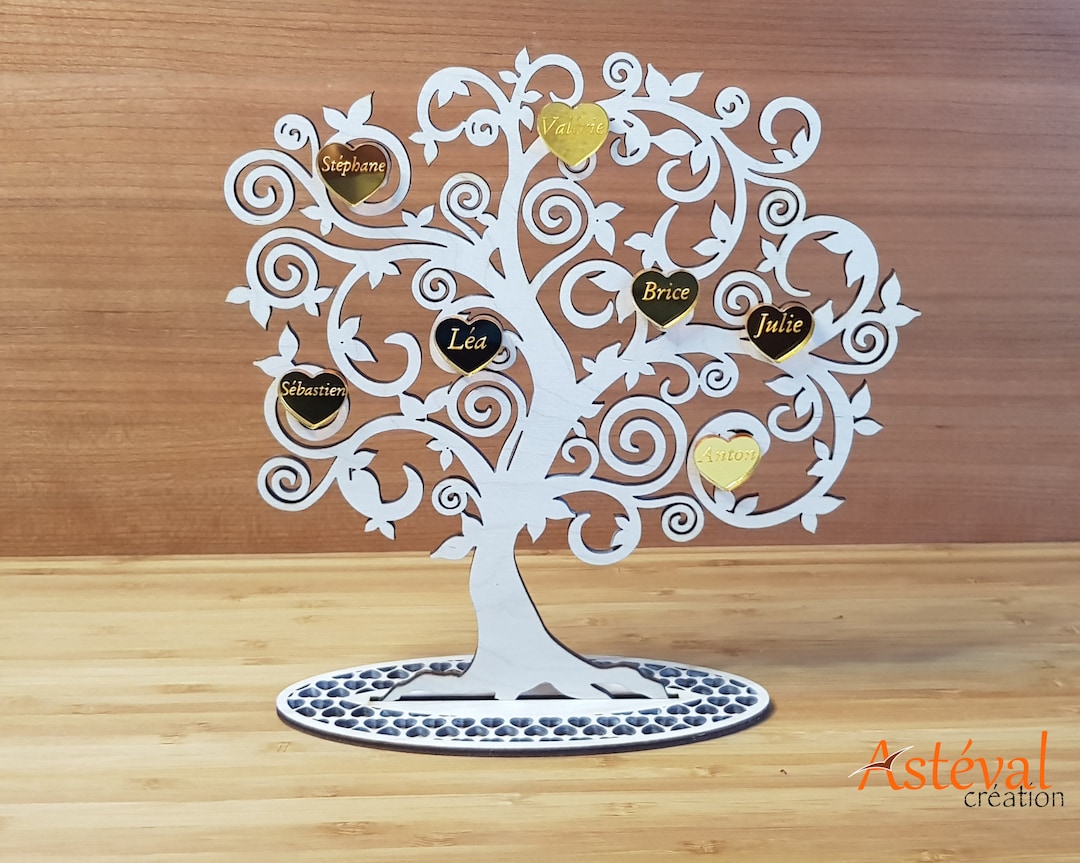 Arbre de vie Prénom en bois, personnalisé avec support, arbre