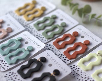 Retro Polymer Clay Dangle Earrings, Hypoallergenic