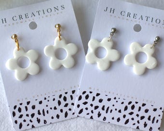 Polymer Clay Flower Earrings, Handmade Hypoallergenic Jewelry
