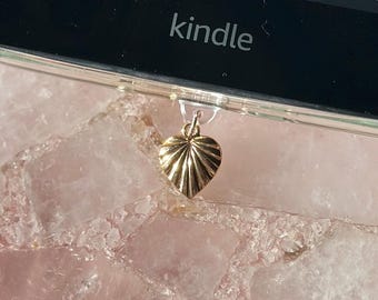 Metal Heart Kindle Charm | USB-C Dust Plug | usbc Phone Charm