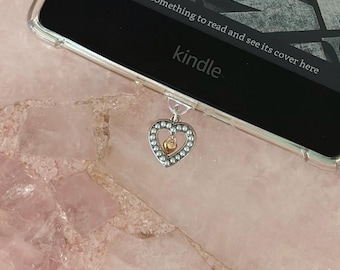 Metal Heart Kindle Charm | USB-C Dust Plug | usbc Phone Charm
