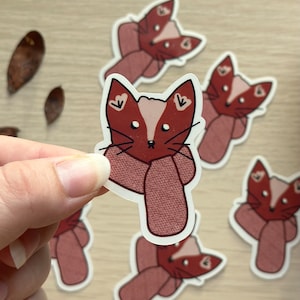 autocollant renard d'automne | Sticker Autumnal pour téléphone, ordinateur portable, iPad, gourde | Accessoires pour carnets de notes | Animal de la forêt | Design chaleureux | Automne |