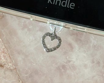 Metal Heart Kindle Charm | USB-C Dust Plug | usbc Phone Charm