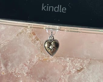 Metal Heart Kindle Charm | USB-C Dust Plug | usbc Phone Charm