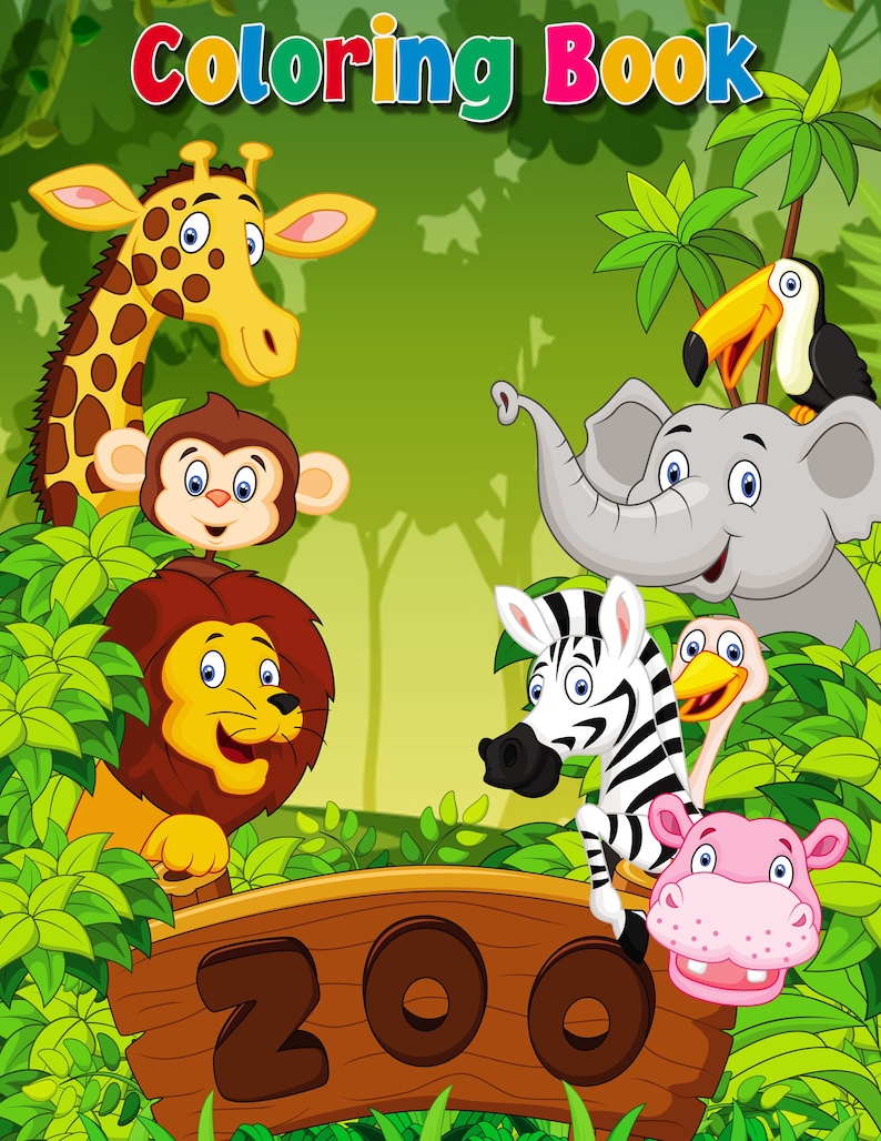 100 Kids Animal Coloring Pages Etsy
