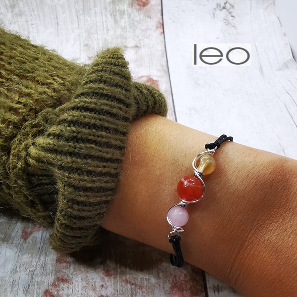 Leo Zodiac Bracelet Leo Horoscope Bracelet Leo star sign Leo zodiac jewellery Leo gift Leo gemstone bracelet Leo birthstone