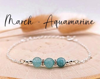 March birthstone Bracelet Aquamarine Bracelet March Gemstone bracelet March Birthday Aries bracelet Pisces bracelet crystal bracelet
