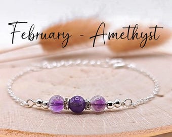 February birthstone Bracelet Amethyst Bracelet February Gemstone bracelet February Birthday Bracelet Pisces bracelet Aquarius bracelet