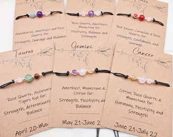 Zodiac Bracelet Horoscope Bracelet zodiac sign zodiac jewellery gift astrology bracelet gemstone bracelet birthstone jewellery wish bracelet