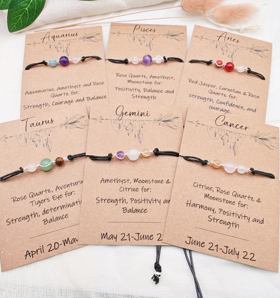 Zodiac Bracelet Horoscope Bracelet zodiac sign zodiac jewellery gift astrology bracelet gemstone bracelet birthstone jewellery wish bracelet