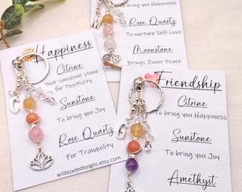 Personalised Crystal Keychain Gemstone Keyring Crystal Chip Keychain Healing Crystal Crystal Gift Initial Gift Bag Accessory Spiritual Gift