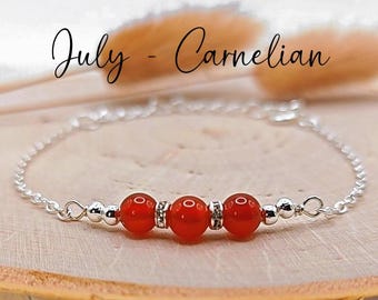 July birthstone Bracelet Carnelian Bracelet July Gemstone bracelet July Birthday Bracelet Leo bracelet Cancer bracelet