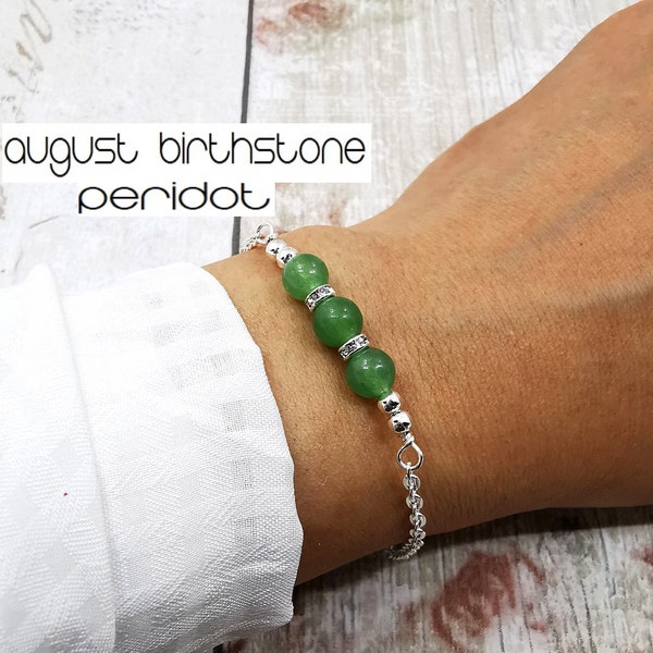 August birthstone Bracelet Peridot Bracelet August Gemstone bracelet August Birthday Bracelet Leo bracelet Virgo bracelet