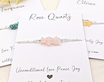 Rose quartz crystal chip bracelet, Rose quartz bracelet, chipstone bracelet, healing bracelet, Rose quartz crystal bracelet, gift for her
