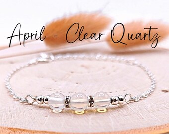April birthstone Bracelet clear quartz Bracelet April Gemstone bracelet April Birthday Bracelet Aries bracelet Taurus bracelet