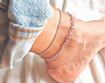 Silver Anklet, Silver ankle bracelet, Silver chain anklet