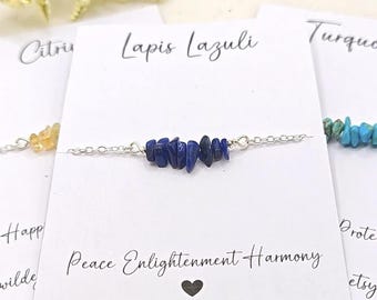 Lapis lazuli crystal chip bracelet, Lapis lazuli bracelet, chipstone bracelet, healing bracelet, Lapis lazuli crystal bracelet, gift for her