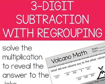 Three Digit Subtraction Math Worksheet with Regrouping Practice