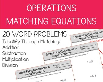 Juego de identificación y asociación de operaciones con problemas de palabras