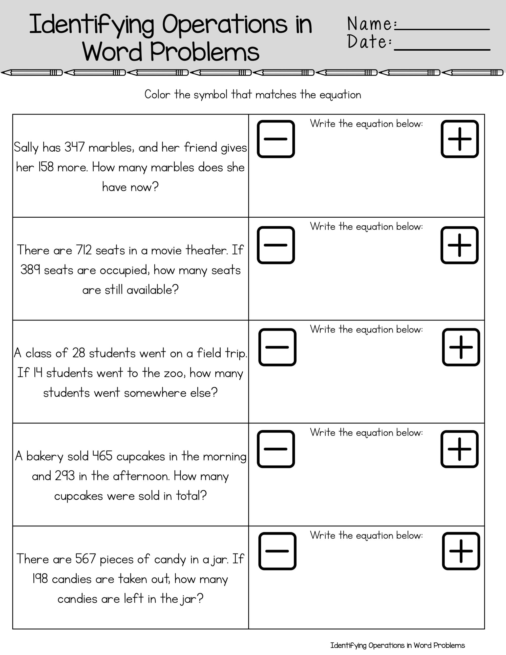 Identifying Operations in Word Problems Bundle - Etsy