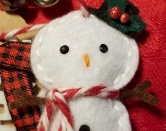 Handmade Felt Mini Snowman Christmas Ornaments/Gift Tags