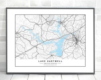 Map Of Lake Hartwell Sc Lake Hartwell Map | Etsy