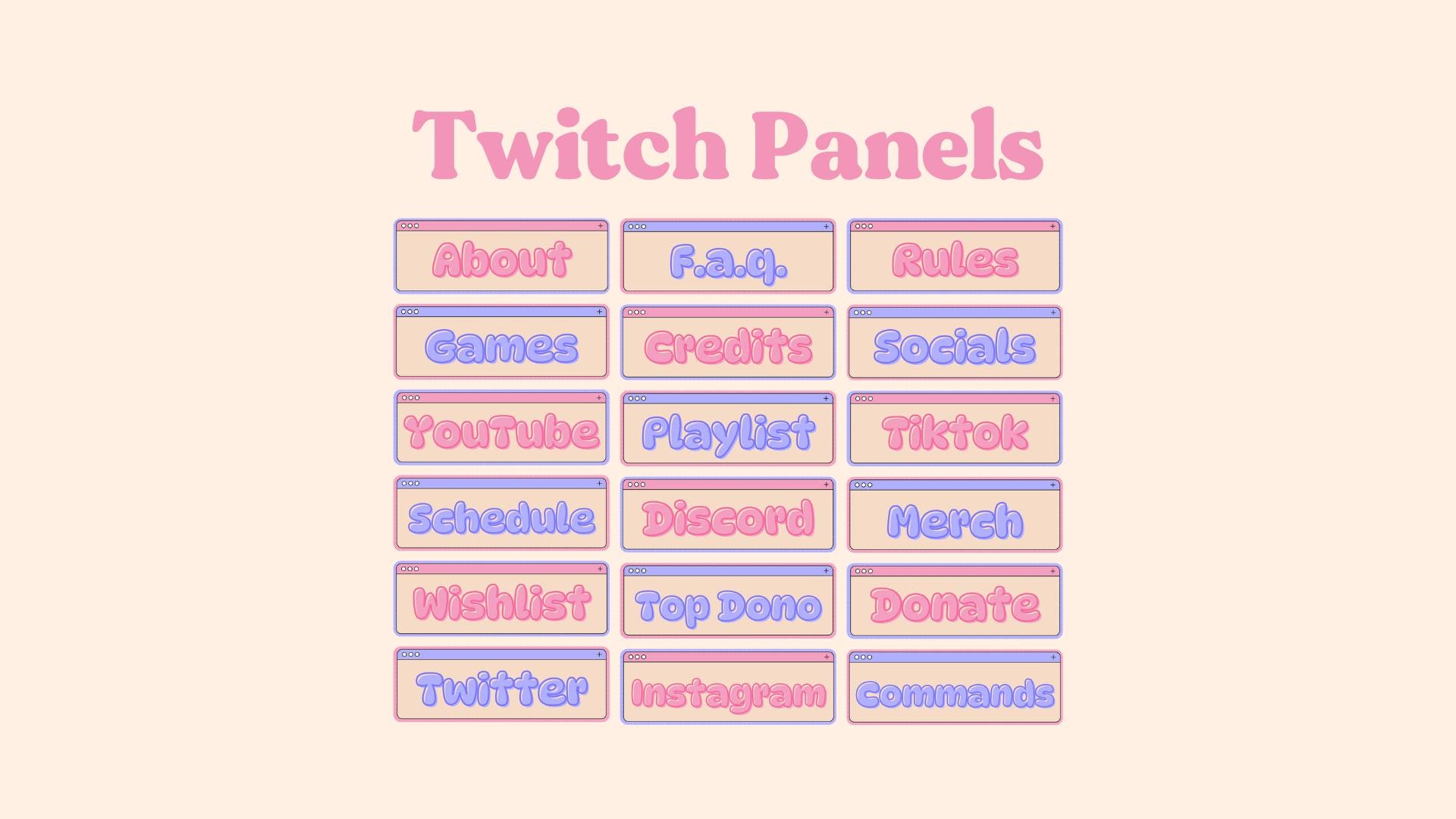 Custom Twitch Panels Black Live Stream Panel Pink Purple Panels Twitch ...