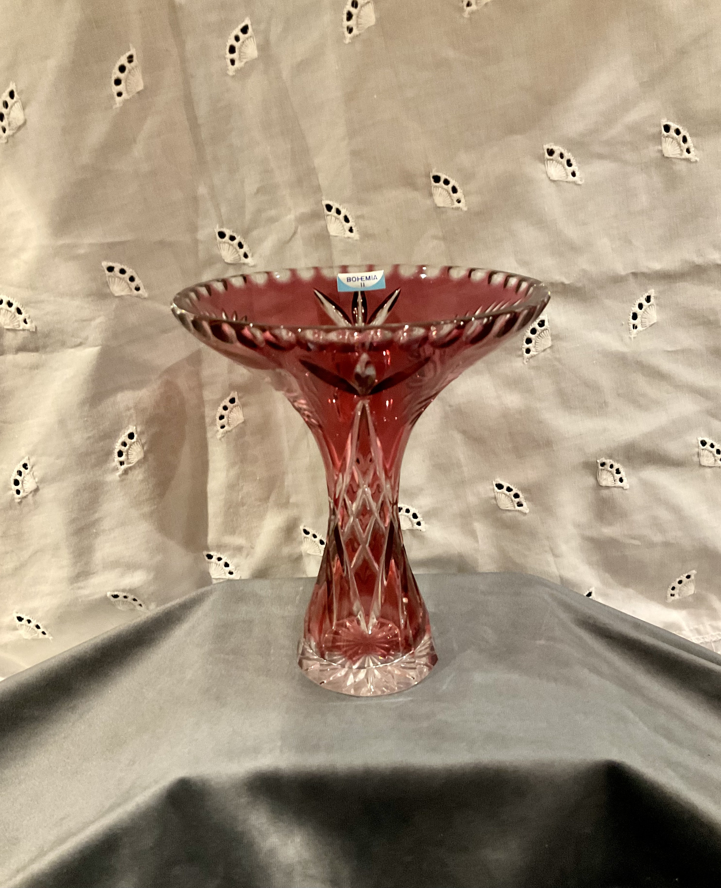 PINK CUT GLASS Vase Bohemia Ll Etsy Australia