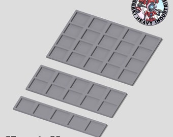 Plateaux de mouvement à base carrée de 25 mm à 30 mm 5 x 1, 5 x 2, 5 x 4 - Imprimés en 3D