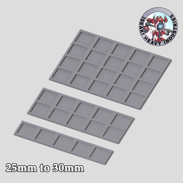 25mm to 30mm 5x1, 5x2, 5x4 Square Base Movement Trays - 3d Printed