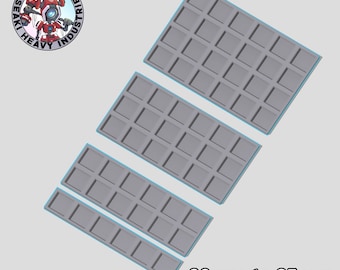 20 mm à 25 mm 6 x 1, 6 x 2, 6 x 3, 6 x 4, 6 x 5, base carrée Plateaux de mouvement - Imprimé 3D
