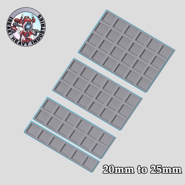 20mm to 25mm 6x1, 6x2, 6x3, 6x4, 6x5 Square Base Movement Trays - 3d Printed
