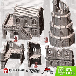 Middle Earth Town Gaming Terrain - 3D Printed