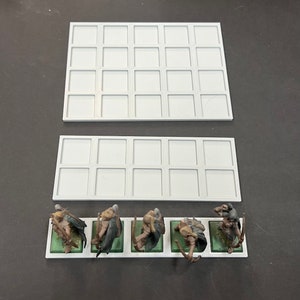 20mm to 25mm 5x1, 5x2, 5x3, 5x4, 5x5 Square Base Movement Trays - 3d Printed