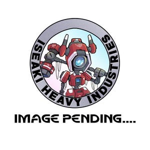 May include: A cartoon logo featuring a red robot with a camera lens eye, surrounded by a grey circle with the text "ISEAKI HEAVY INDUSTRIES". Below the logo, the text reads "IMAGE PENDING...." on a white background.