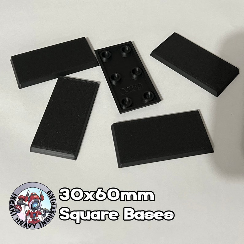 Square & Rectangular Blank Bases 3d Printed 30x60mm - 5 Bases