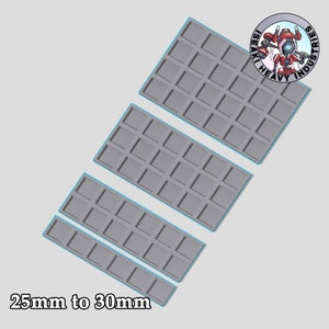 25mm to 30mm 6x1, 6x2, 6x3, 6x4 Square Base Movement Trays - 3d Printed